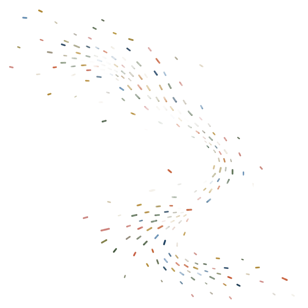 A visual field of many independent marks moving in one shared direction